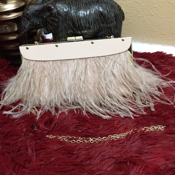 BCBGMaxAzria Handbags - BCBGMAXAZRIA Feather Trimmed Clutch
